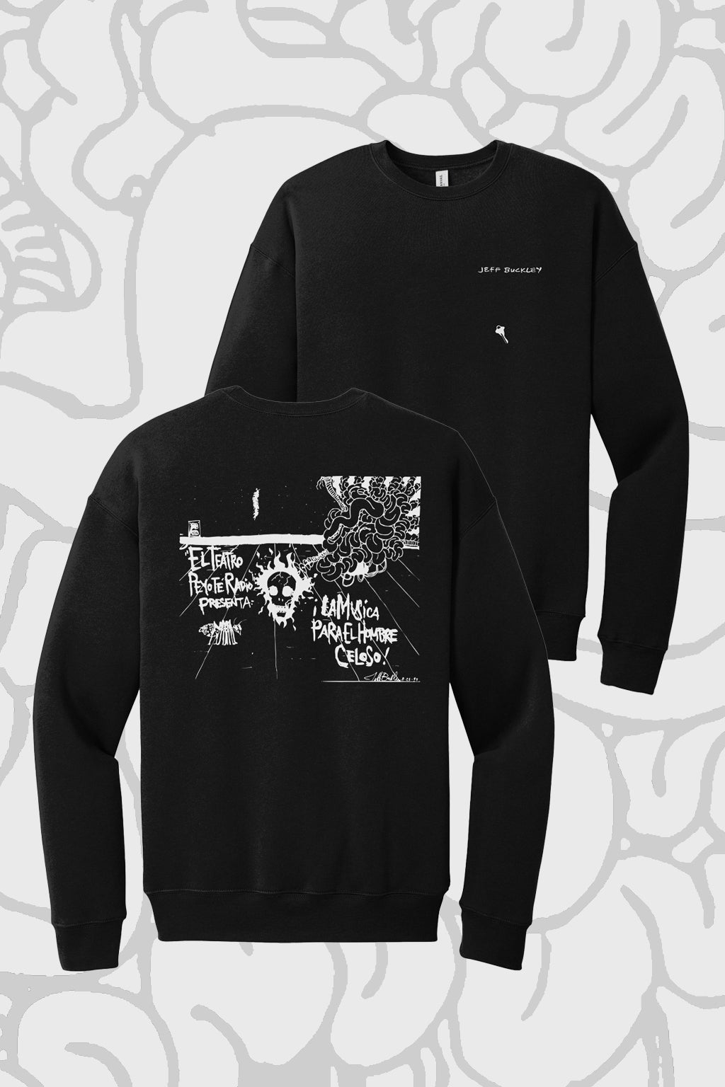 Kin Ship Goods Jeff Buckley Peyote Radio Theater black sweatshirt reissue, original design, hand screen-printed, limited edition