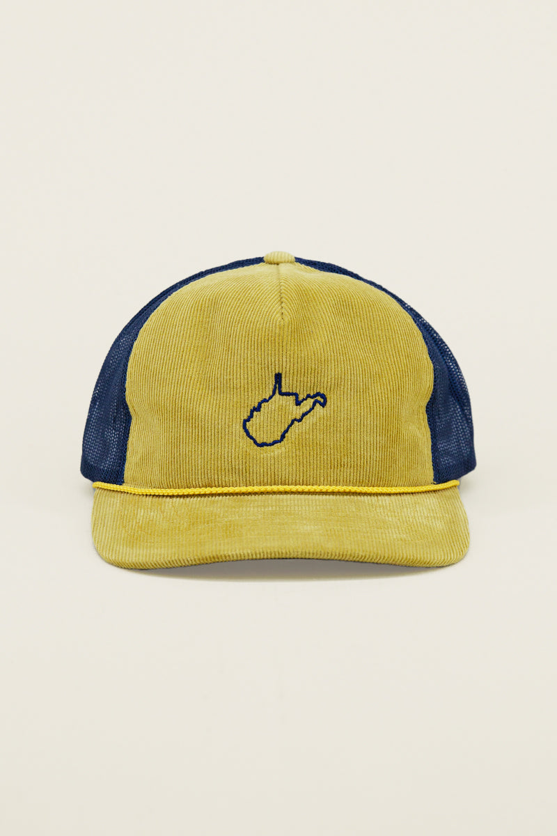 Blue &amp; Gold Corduroy Trucker Hat