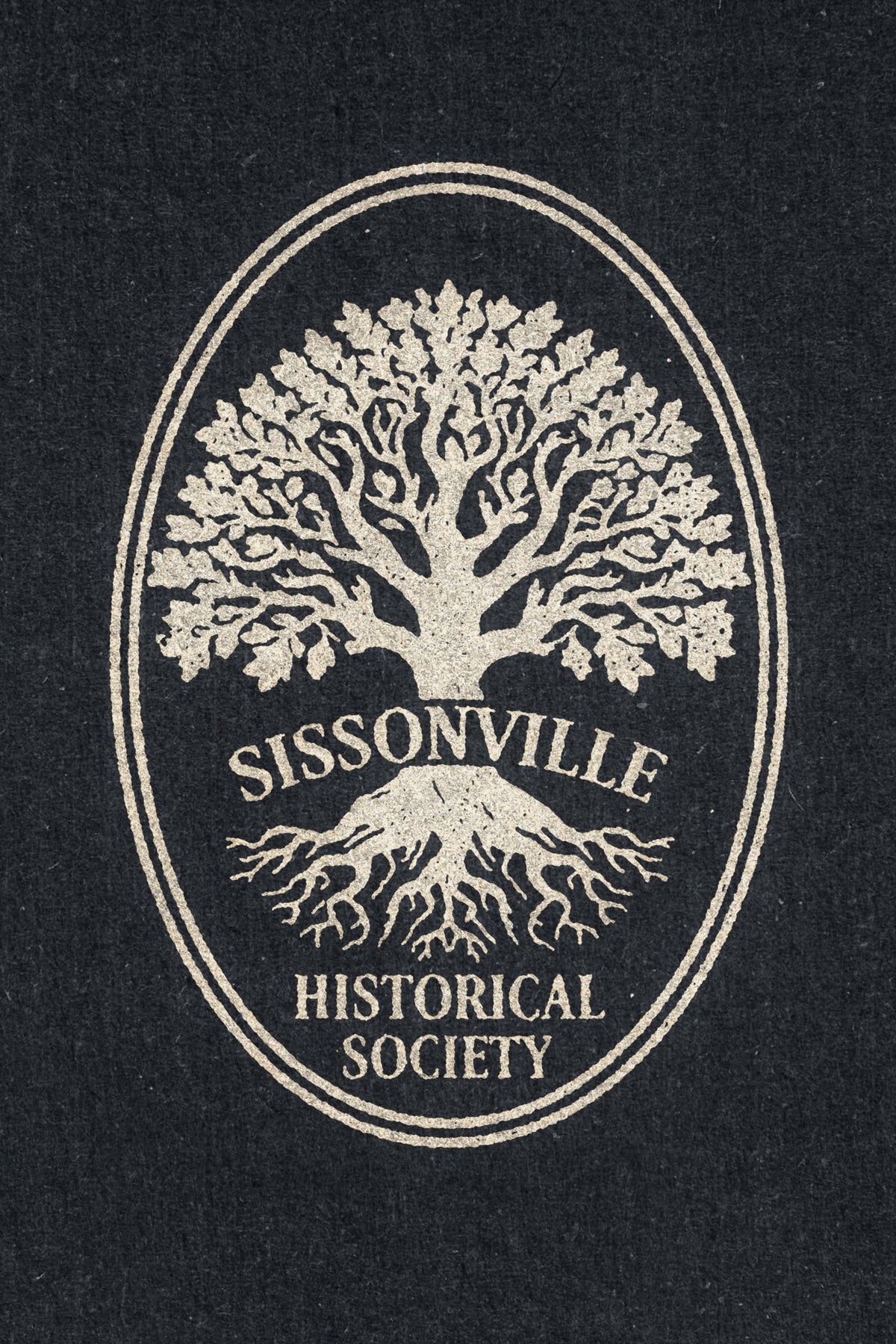 Kin Ship Goods Sissonville WV shirt with historic mill illustration and tree logo for the Sissonville Historical Society