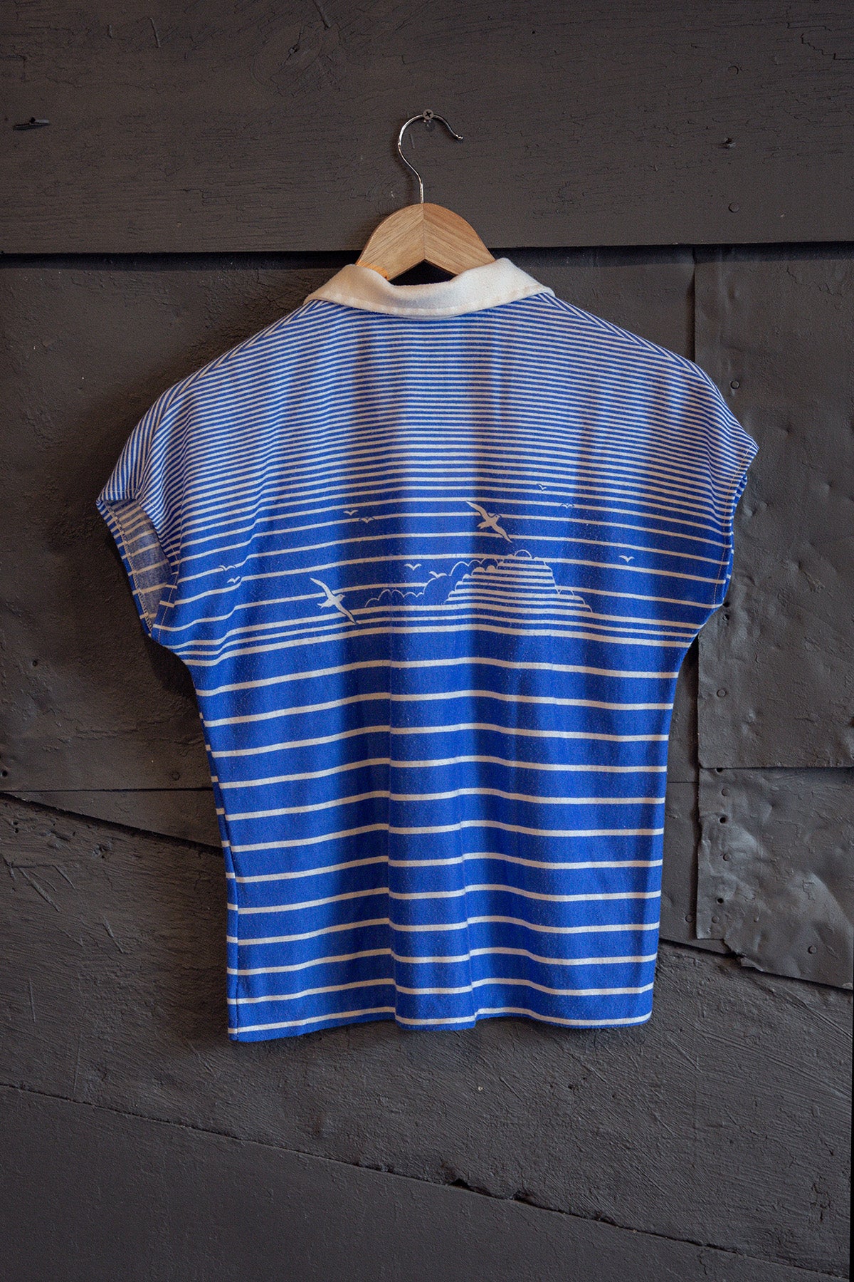 Vintage 80s Womens Seascape Polo