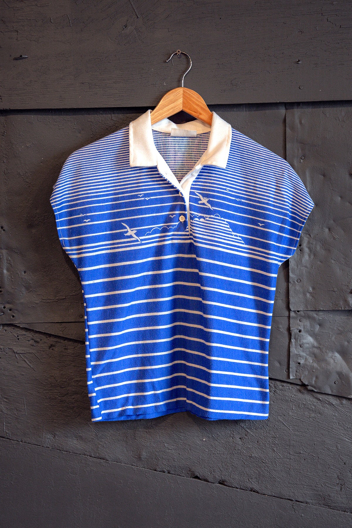 Vintage 80s Womens Seascape Polo