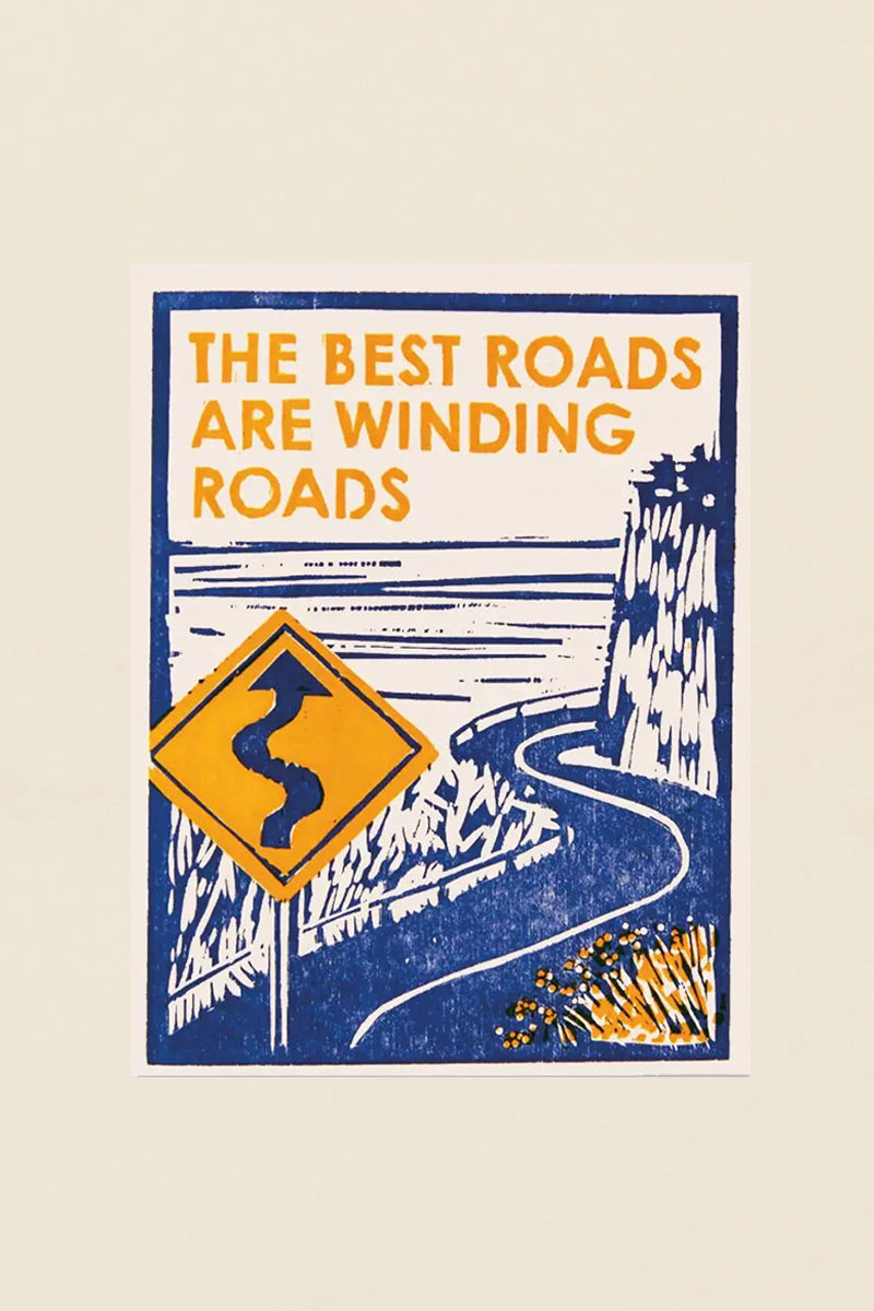 winding roads card yellow white and blue kin ship goods