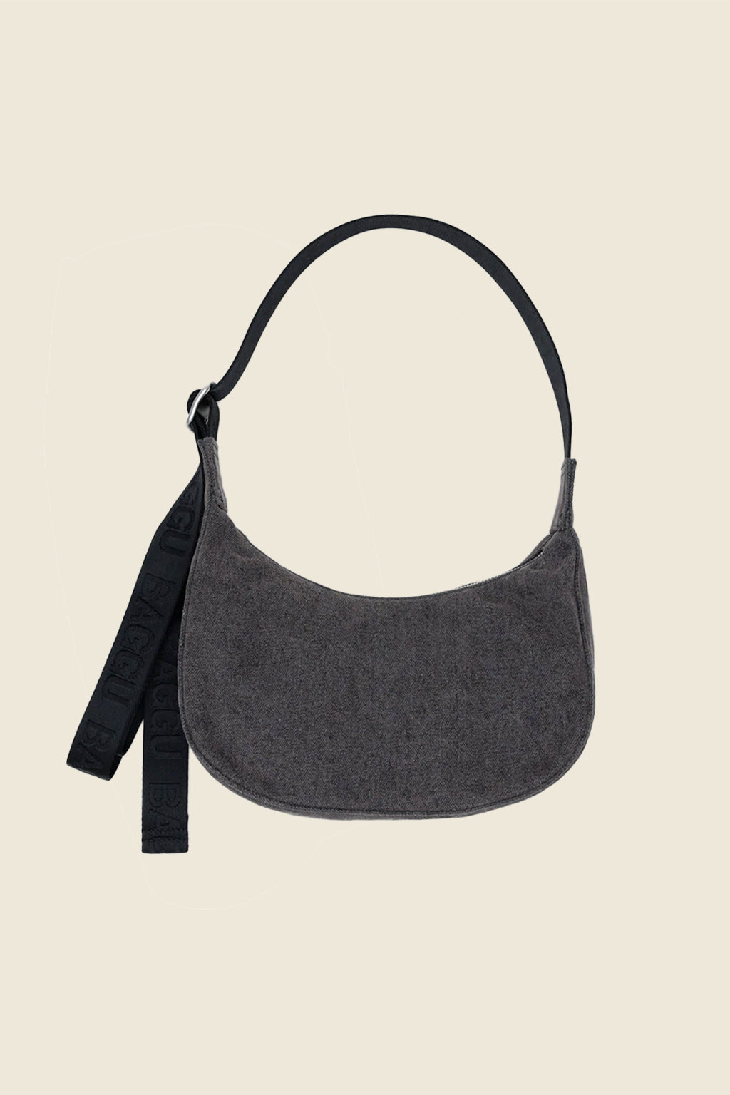 Baggu Small Crescent Bag, Washed Black Denim