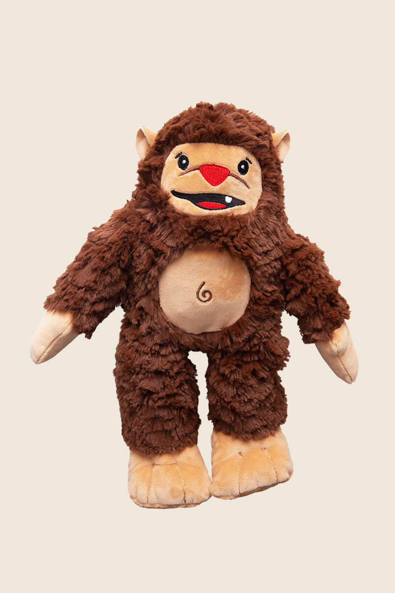 Kin Ship Goods plush Bigfoot dog toy with shaggy fur and squeaker—perfect for dogs who love mythical, squeaky fun.