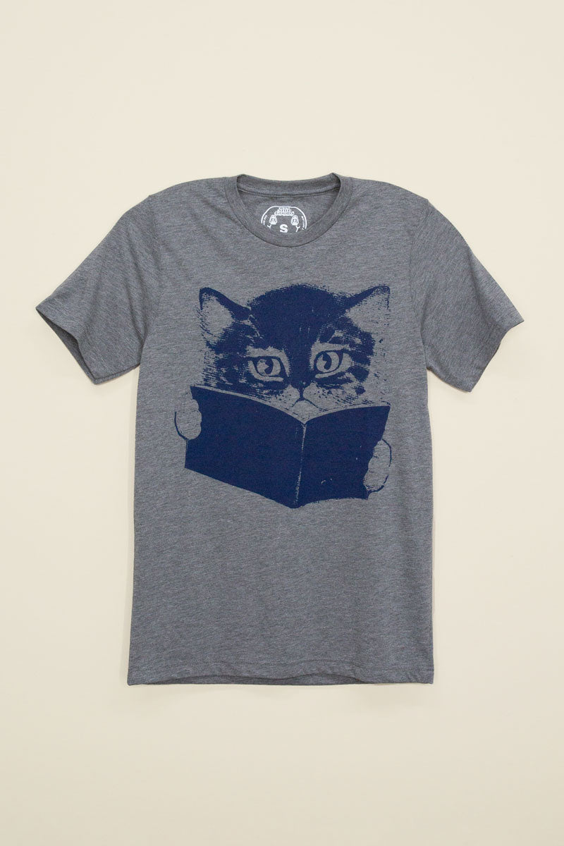 Cat Reading Book Tee