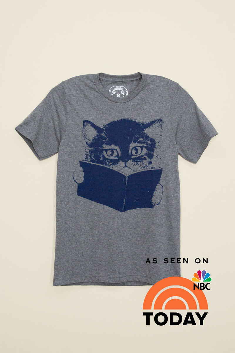 Cat Reading Book Tee