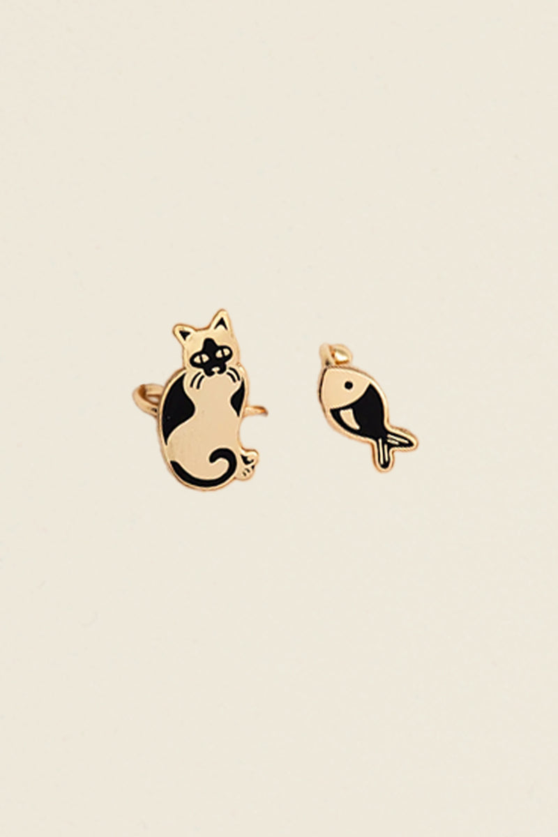 Cat &amp; Fish Ear Cuffs