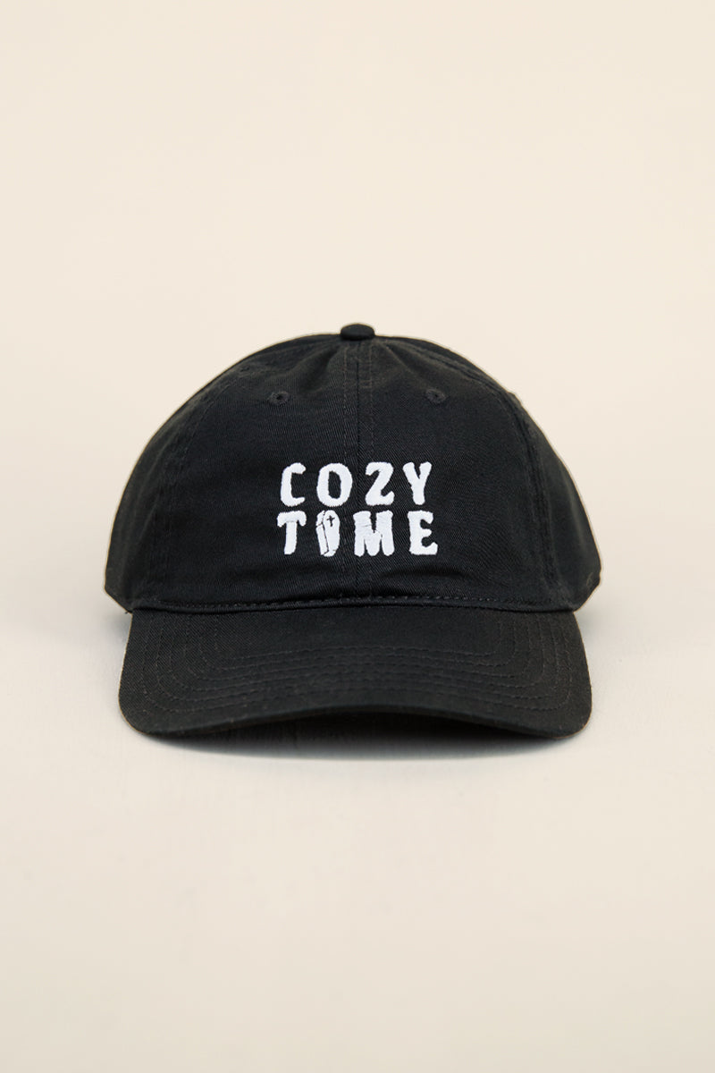 cozy time hat front view kin ship goods black