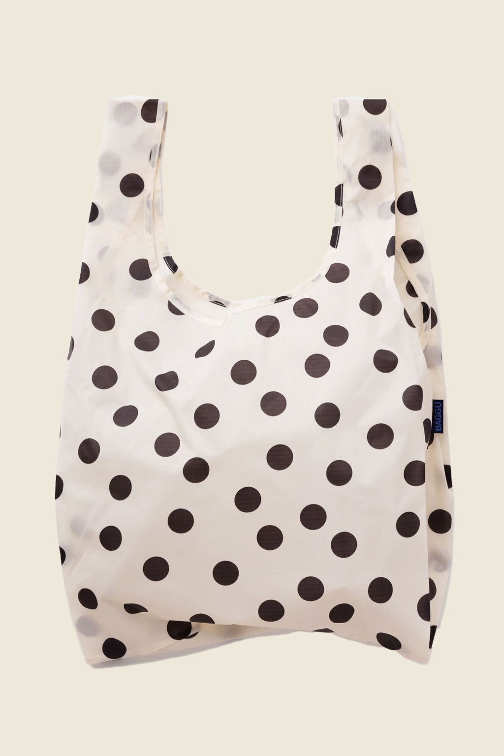 Standard Baggu, Cream & Black Polka Dots