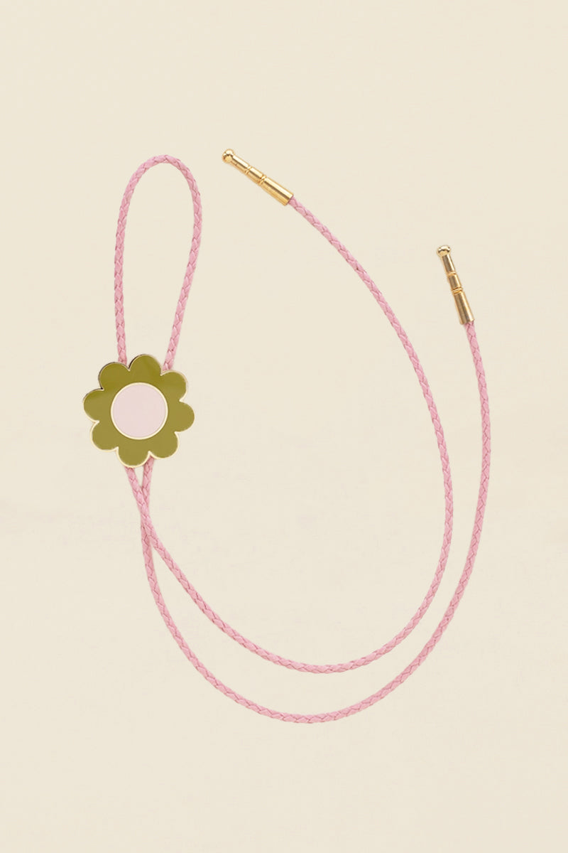 gold daisy pink cord bolo tie kin ship goods tiny deer studio