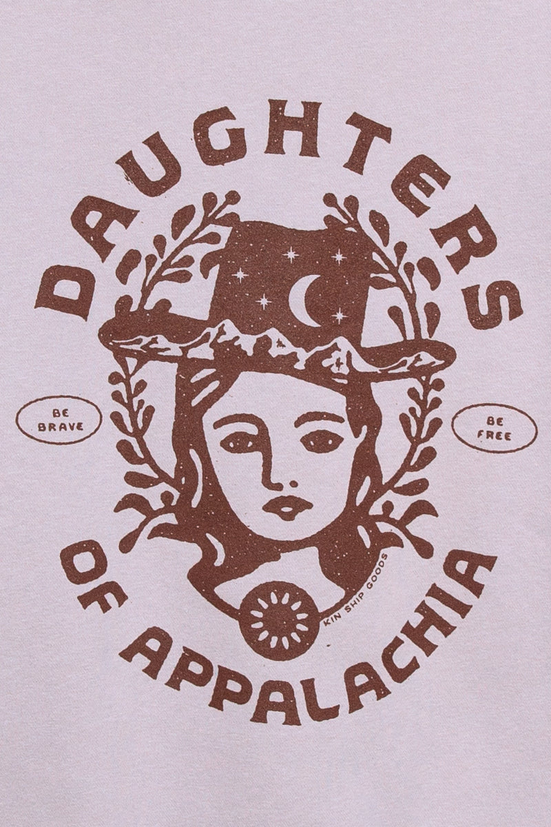 close up blush daughters of appalachia sweatshirt kin ship goods