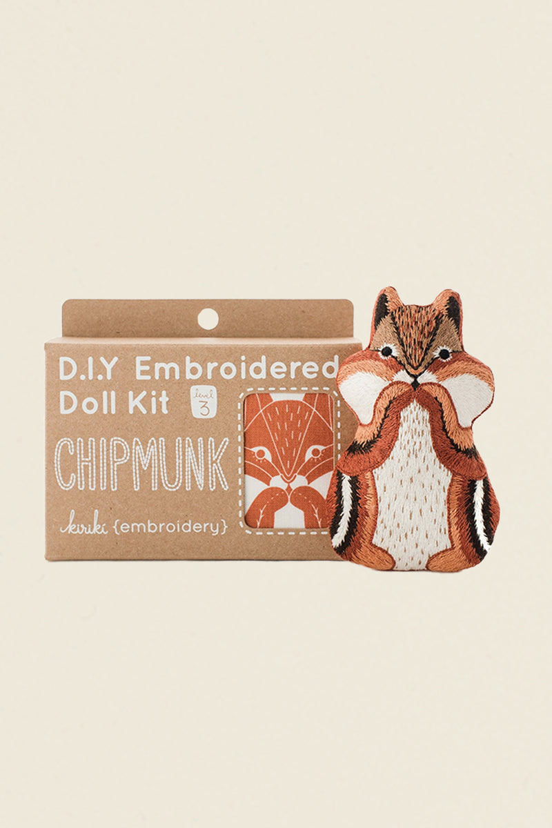 D.I.Y. embroidered chipmunk doll kit Kin Ship Goods