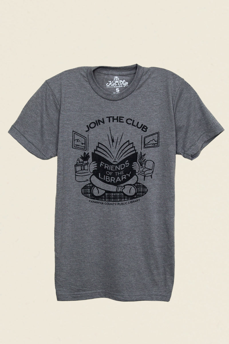 Friends of the library grey t shirt Kin Ship Goods