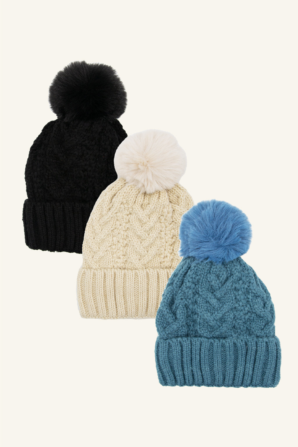 Cable Knit Pom Beanie