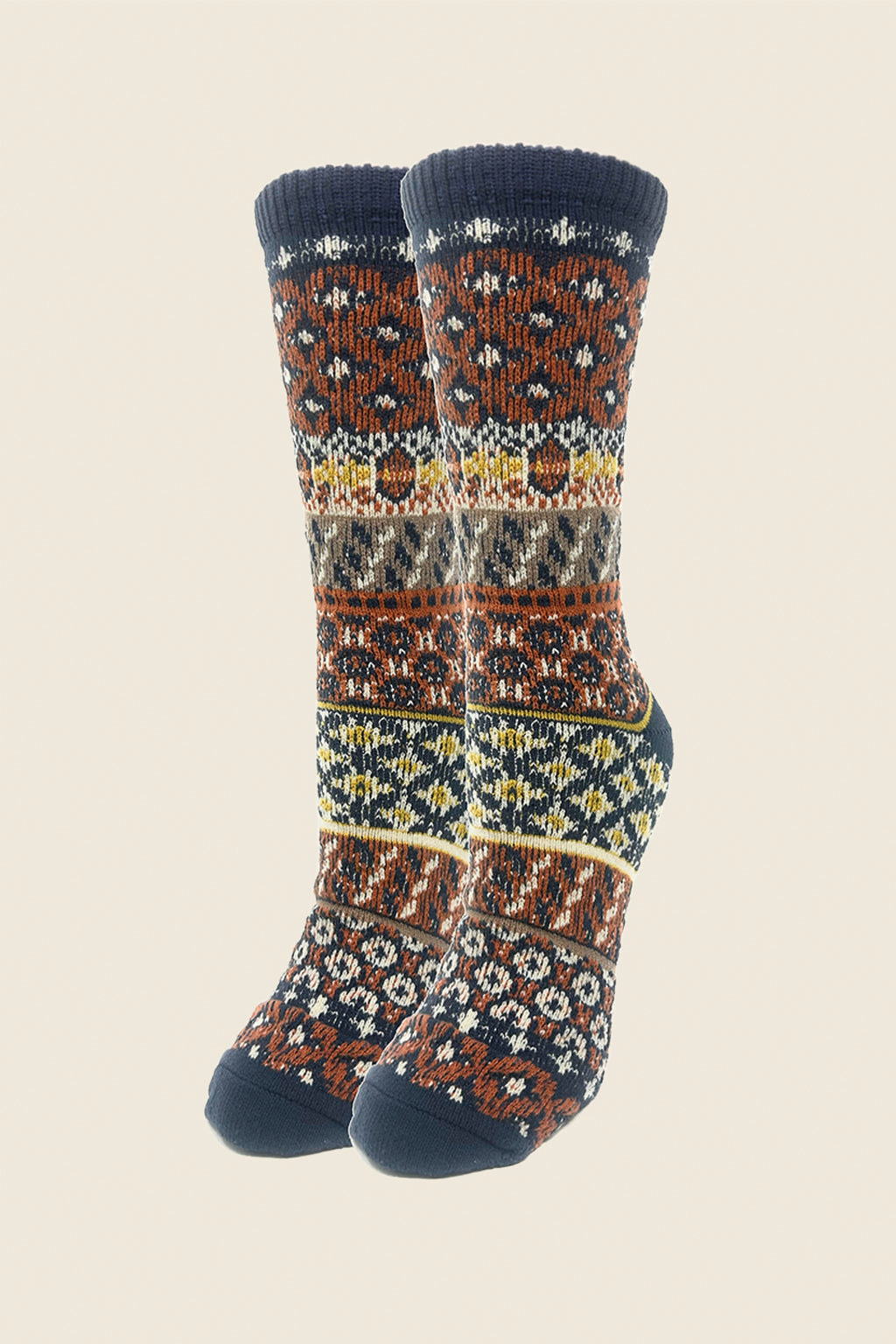 Luna Fuzzy Fair Isle Knit Socks