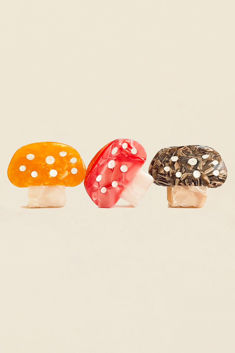 yellow red and brown mushroom hair clips kin ship goods 