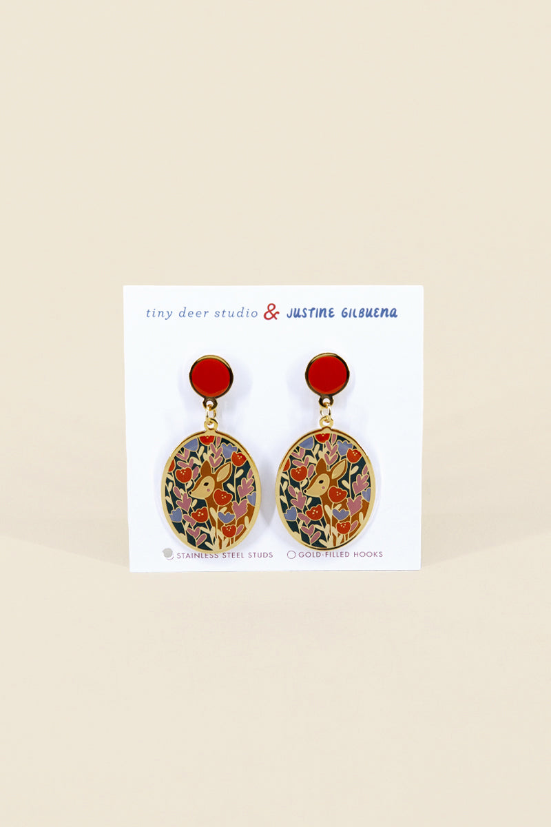 floral deer earrings