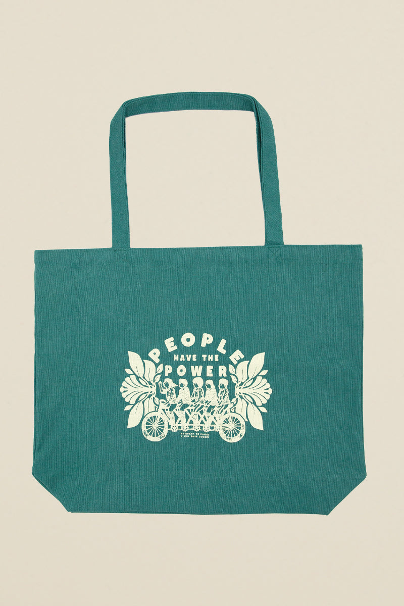 People Have the Power Tote Green Kin Ship Goods