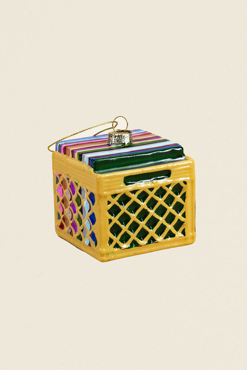 Record crate ornament available at Kin Ship Goods