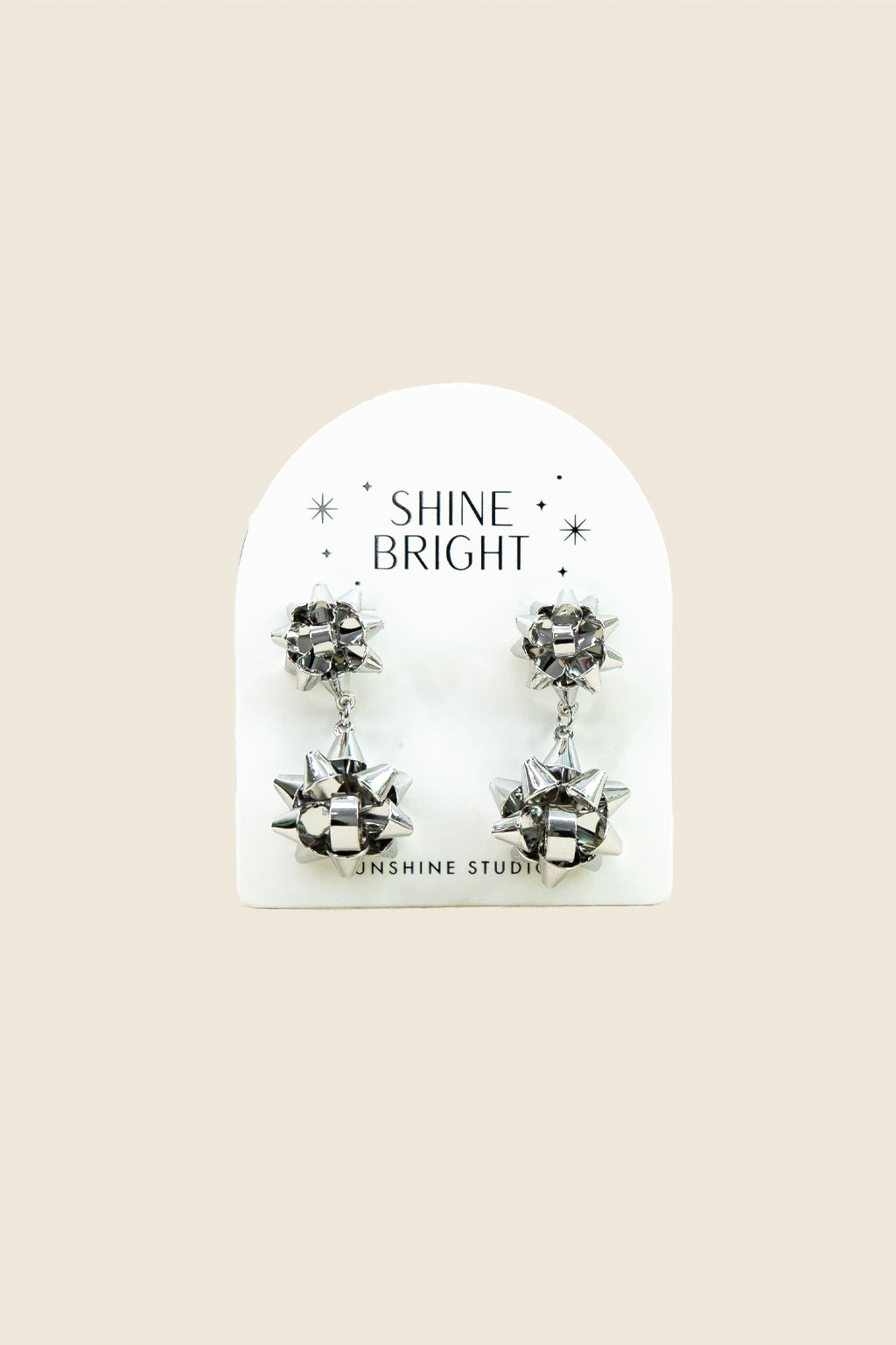 Holiday Bow Earrings, Silver