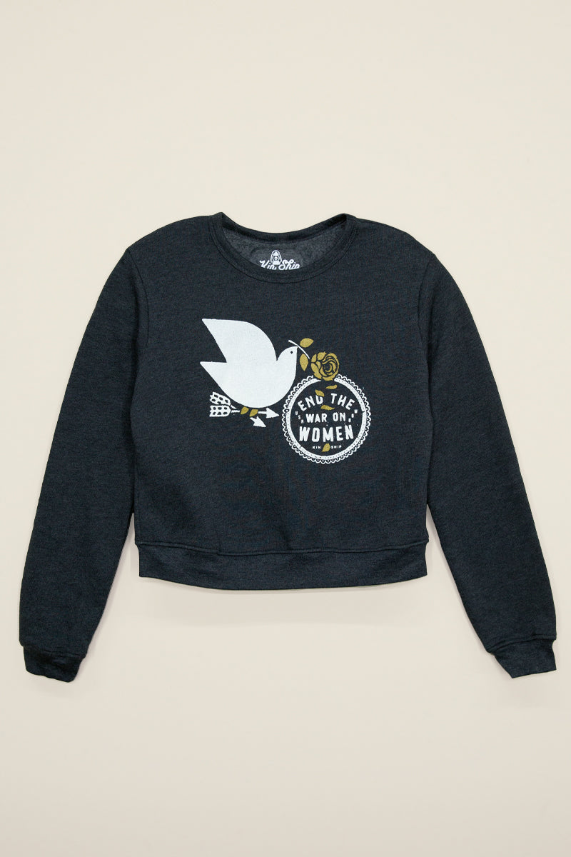 war on women black sweatshirt cropped kin ship goods 