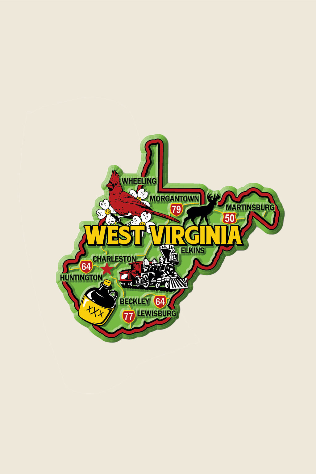 West Virginia Map Magnet