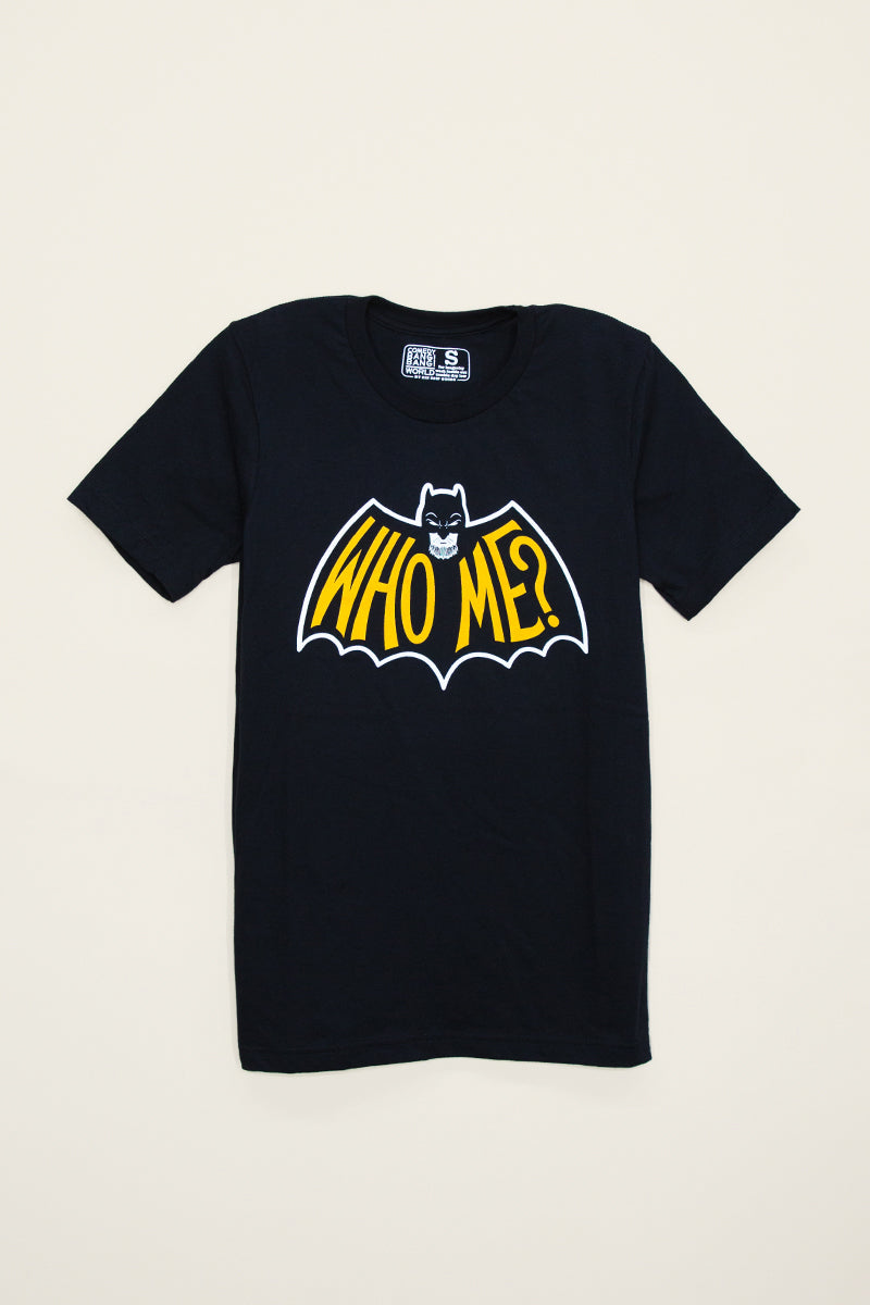 who me logo tee kin ship goods comedy bang bang merch