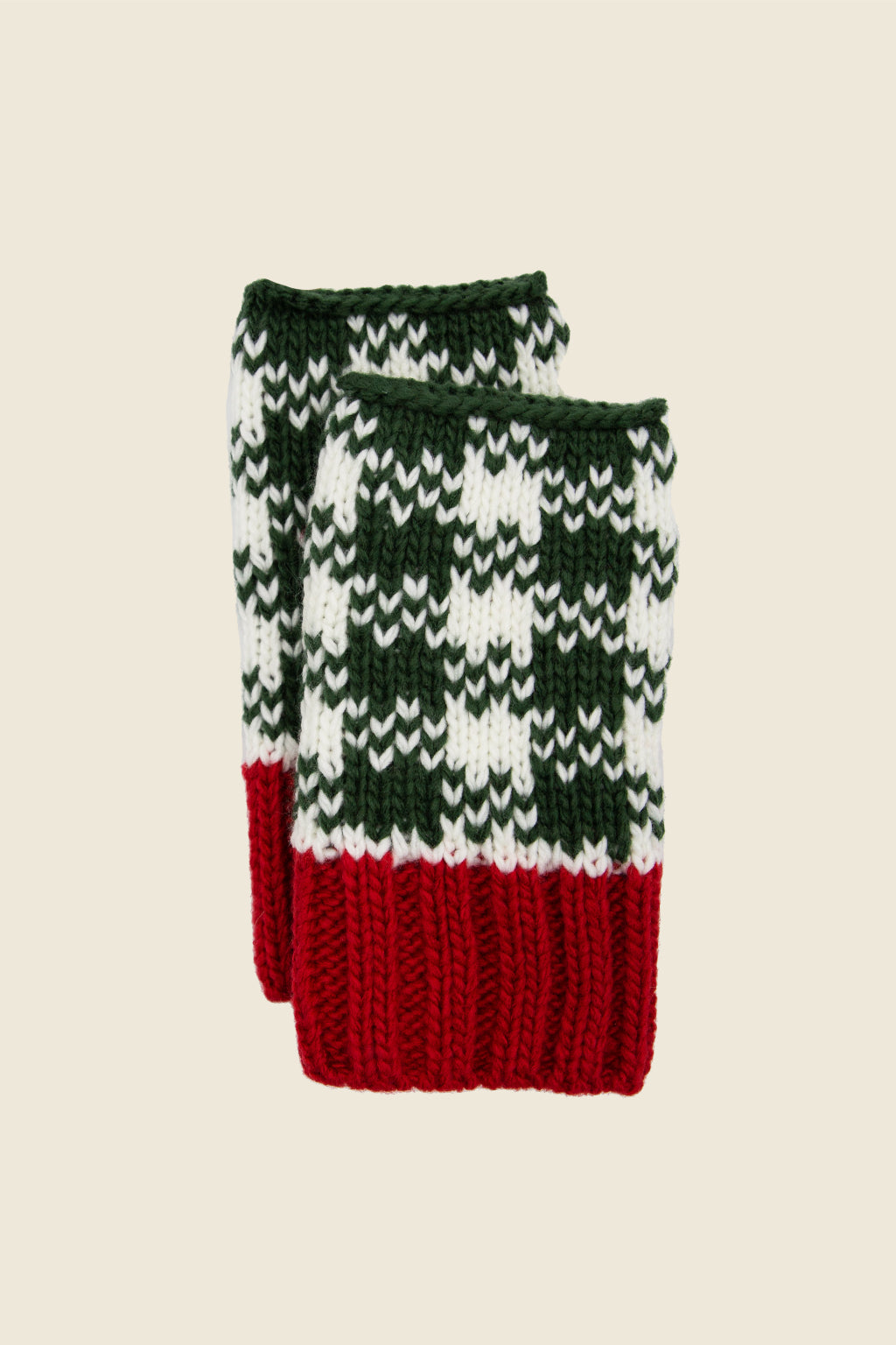 Holiday Houndstooth Fingerless Gloves